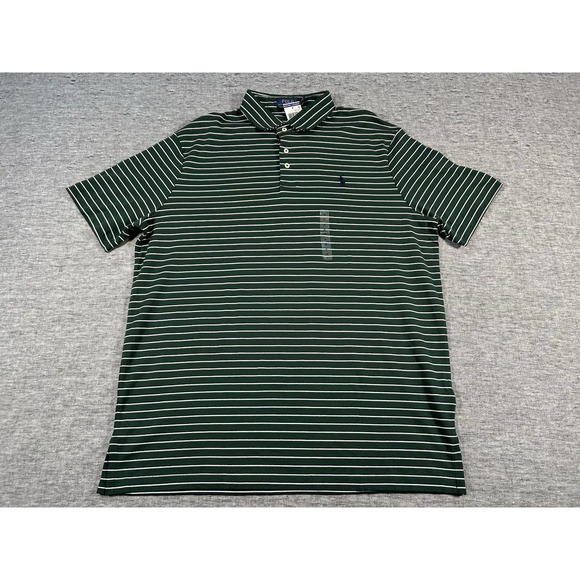 Polo Ralph Lauren Shirt Mens Extra Large Green White Navy Blue Stripes - Picture 1 of 10